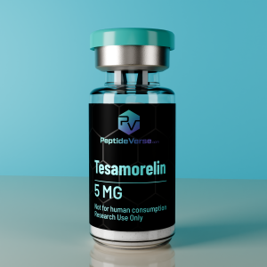 Tesamorelin 5mg peptide vial by PeptideVerse – research peptide product image